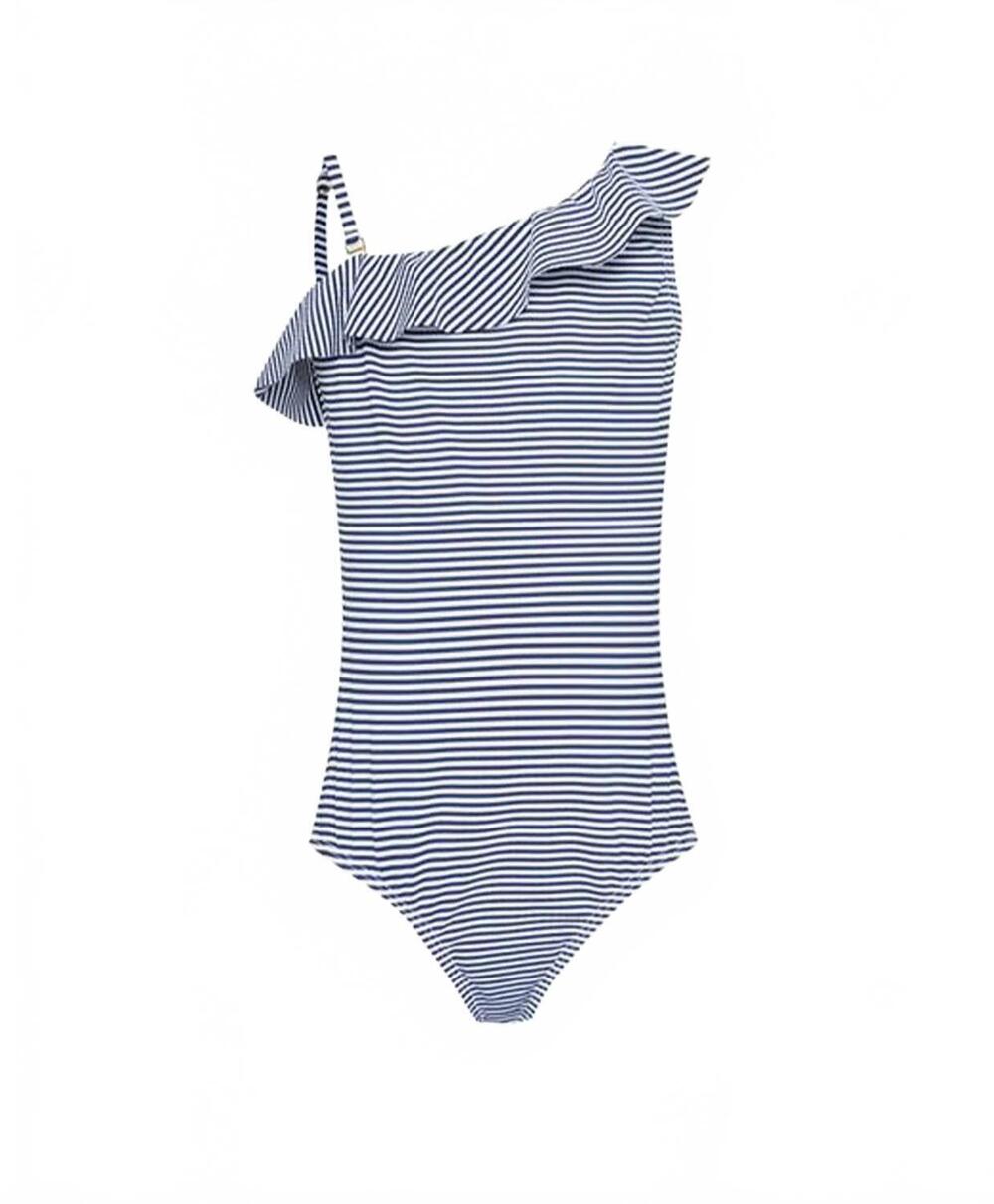 NEW PQ SWIM kids' emma ruffle one-shoulder one-piece swimsuit in anchor